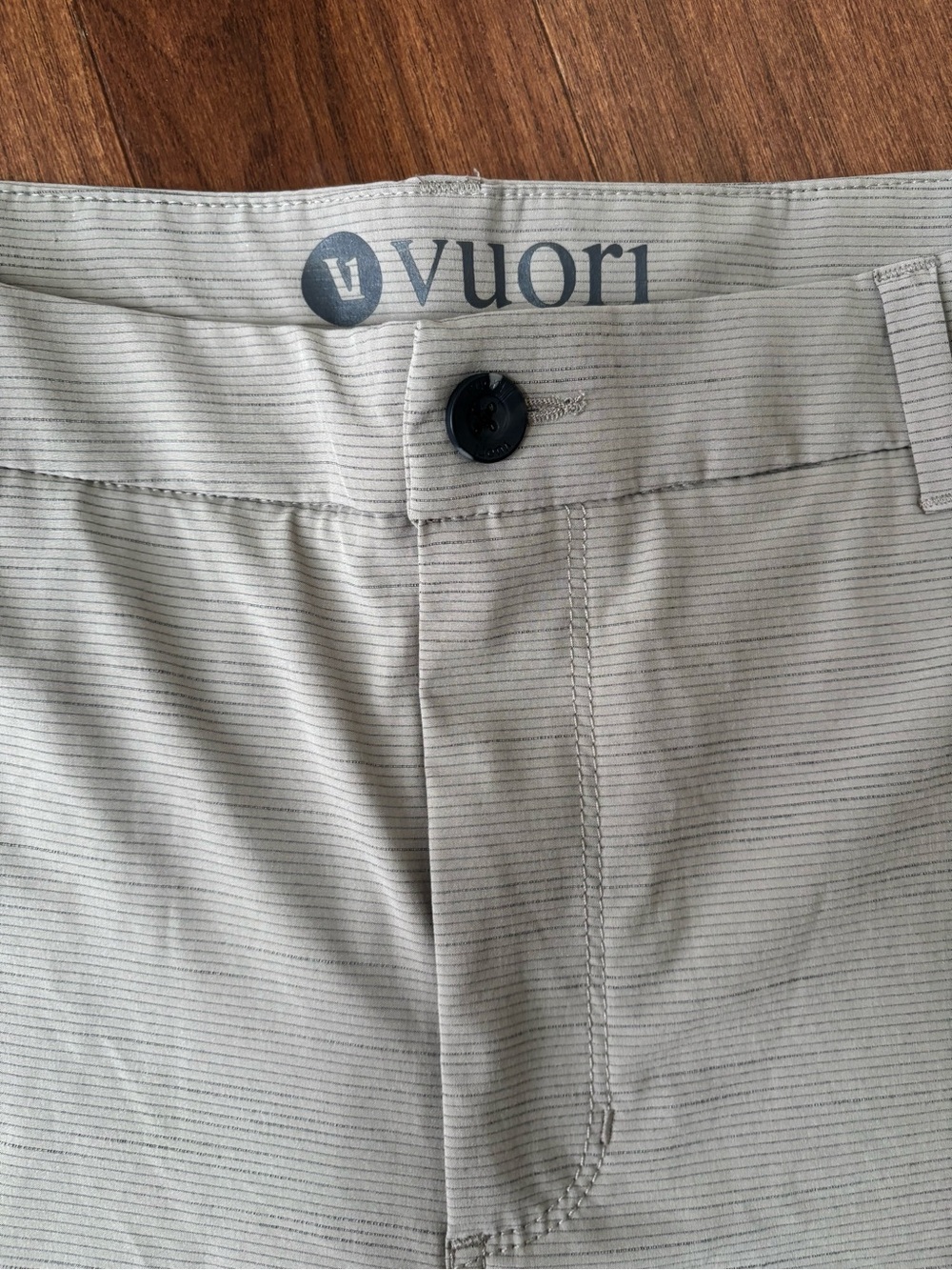 Vuori Men's Light Khaki Performance Flat-Front Shorts - Picture 2 of 7